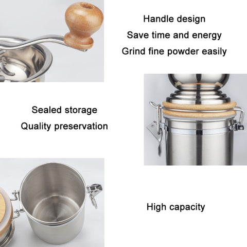 Household Stainless Steel Hand Crank Coffee Bean Grinder, Hand Crank