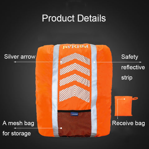 AYKRM AS6-007 Cycling Backpack Dust-proof Reflective Waterproof Cover, Fluorescent Red, Fluorescent Green