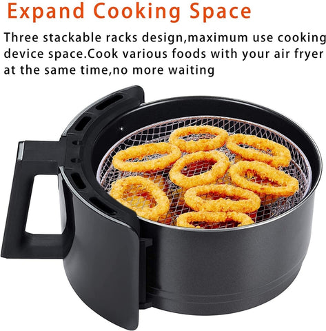 Air Fryer Accessories 8-inch Three Layer Round Grill Steam Rack, Round