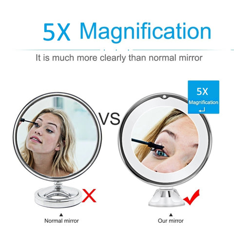 12cm Makeup Mirror with LED Fill Light 10X Magnification Suction Cup Beauty Mirror