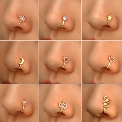 U-shaped Nose Clip Copper Inlaid With Zircon Nose Decoration, Color: G-189 Silver, G-364 Gold, G-365 Silver, G-247 Gold, G-248 Silver, G-251 Gold, G-252 Silver, G-253 Gold, G-254 Silver, G-235 Gold, G-236 Silver, G-231 Gold, G-232 Silver, G-249 Gold   ...