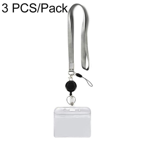 3 PCS TZ-003 Transparent PVC Horizontal ID Card Holder Badge, TZ-003(Purple), TZ-003(Gray)
