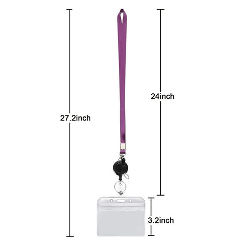 3 PCS TZ-003 Transparent PVC Horizontal ID Card Holder Badge, TZ-003(Purple), TZ-003(Gray)