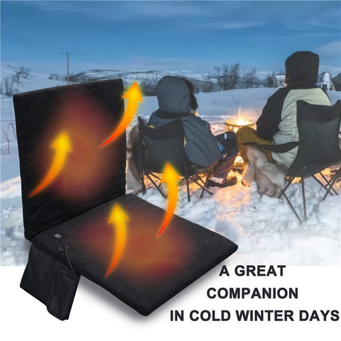 Outdoor Winter Camping Warm USB Heating Cushions With Backrest, With Backrest Black, With Backrest Gray, With Backrest Khaki