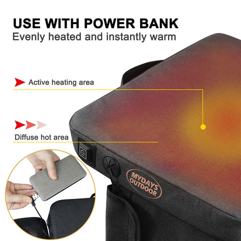 Outdoor Camping Stool USB Heating Portable Mat, Gray