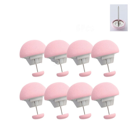8 PCS Non-marking One-touch Unlocking Mushroom-shaped Quilt Fixer, Pink+Cloth Needle, Gray+Cloth Needle, Blue+Cloth Needle, White+Cloth Needle, Light Pink+Gum Needle, Light Blue+Glue Needle, White+Glue Needle