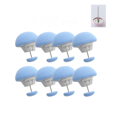 8 PCS Non-marking One-touch Unlocking Mushroom-shaped Quilt Fixer, Pink+Cloth Needle, Gray+Cloth Needle, Blue+Cloth Needle, White+Cloth Needle, Light Pink+Gum Needle, Light Blue+Glue Needle, White+Glue Needle