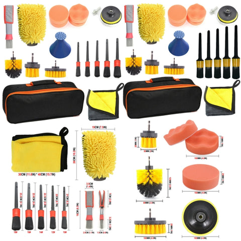 19 PCS / Set Car Beauty Cleaning Brush Details Brush Washing Glove Tool Set, 19 in 1 Red Ring, 19 in 1 Yellow Ring