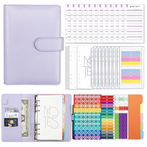 A6 Macaron PU Leather Loose-leaf Notebook Cash Budget Handbook, XJYS-010  Pink, XJYS-010  Purple, XJYS-010 Yellow, XJYS-010 Black, XJYS-010 Green, XJYS-010  Blue