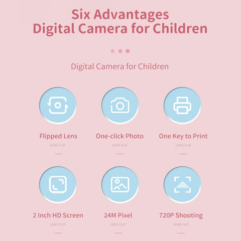 A18 HD Printable Cartoon Kids Digital Camera with Rotating Lens, Spec:, Pink, Pink+16G, Pink+32G, Blue, Blue+16G, Blue+32G