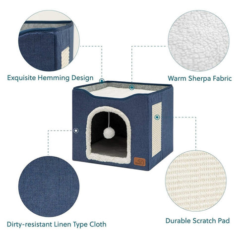 Pet Stool Pet Kennel Indoor Foldable Storage Stool Cat Dog Kennel, 41 x 41 x 35cm