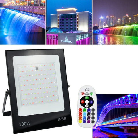 Colorful RGB Changing LED Flood Light With Remote Control, 30W, 50W, 100W, 200W