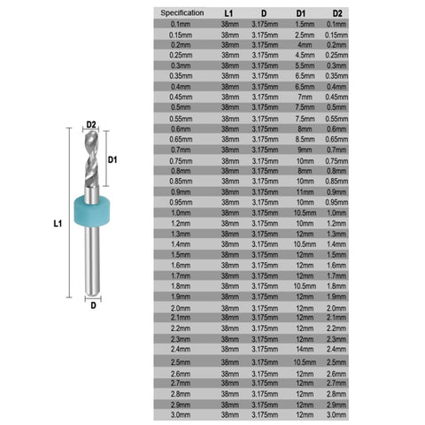 10 In 1 PCB Tungsten Steel Drill Bits Carving Miniature Drill Bits, Size:, 0.1-1mm, 0.6-1.5mm, 1.1-2mm, 1.5-2.4mm, 2.1-3.0mm