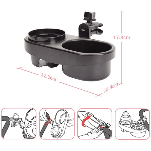 Stroller Double Cup Holder Pushchair Bottle Snack Box Shelf, J4100