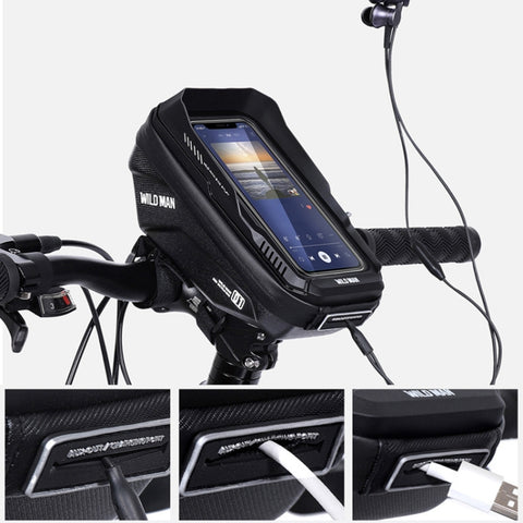 WILD MAN XT1 1L Bicycle EVA Hard Shell Phone Touch Screen Handlebar Bag, XT1(Twill), XT1(Solar)