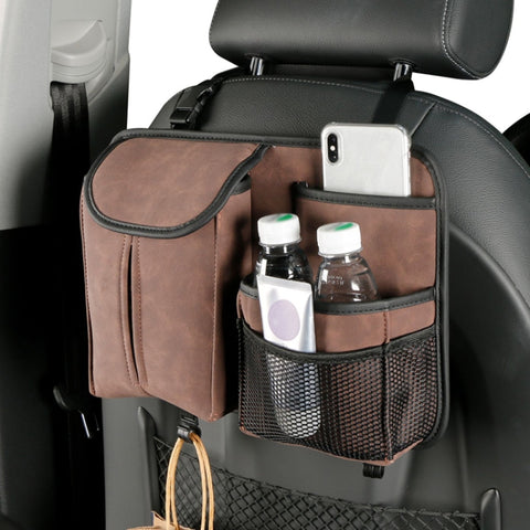 DE RAN FU Flip Fur Car Seat BackTissue Box Storage Hanging Bag With Hook, 1122 Black, 1122 Grey, 1122 Blue, 1122 Brown