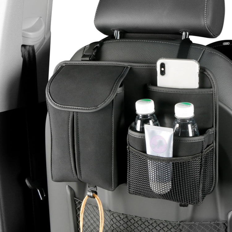 DE RAN FU Flip Fur Car Seat BackTissue Box Storage Hanging Bag With Hook, 1122 Black, 1122 Grey, 1122 Blue, 1122 Brown