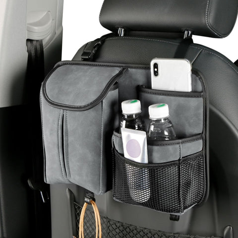 DE RAN FU Flip Fur Car Seat BackTissue Box Storage Hanging Bag With Hook, 1122 Black, 1122 Grey, 1122 Blue, 1122 Brown