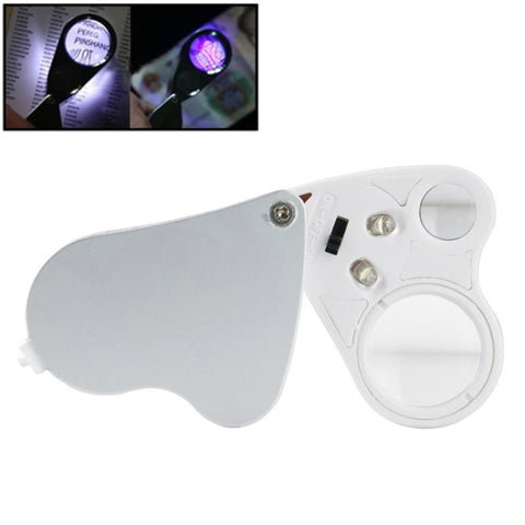 MG9889 30X-60X Mini Dual-Lens Craft Appreciation Magnifying Glass with LED Light, Dual-Lens 30X-60X