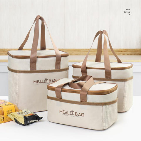 Insulated Square Lunch Bag with Handles Thermal Food Delivery Bag for Meal Prep, Small, Medium, Large