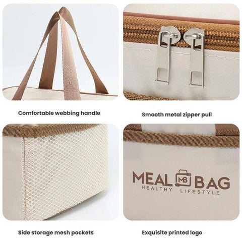 Insulated Square Lunch Bag with Handles Thermal Food Delivery Bag for Meal Prep, Small, Medium, Large