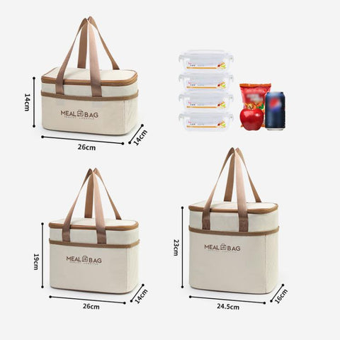 Insulated Square Lunch Bag with Handles Thermal Food Delivery Bag for Meal Prep, Small, Medium, Large