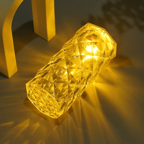 2 PCS SF-001A 1.5V Rose Ambient Light Bedside Crystal LED Desk Lamp, 2 PCS  Yellow Light Without Humidifier, 2 PCS  White Light Without Humidifier