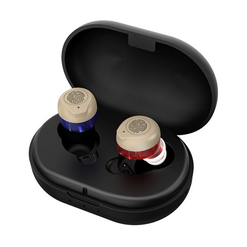 GM-902 Wireless Magnetic Charging Hearing Aids Elderly Sound Amplifier, (Red Blue+Black), (Skin-color+White), (Skin-color+Black)
