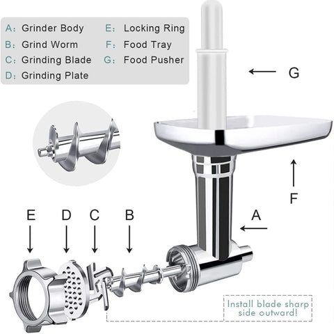 For Kitchenaid Porking Enemy Accessories Dough Maker Grinder Meat Universal Set, Grinder Meat Set (White), Grinder Meat Set (Silver Gray)