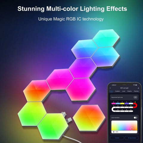 Gaming Ambient Light Smart Chiclet Backdrop Quantum Wall Light, Versions:, 3pcs Bluetooth, 6pcs Bluetooth, 10pcs Bluetooth, 12pcs Bluetooth, 3pcs WIFI, 6pcs WIFI, 10pcs WIFI, 12pcs WIFI