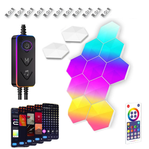 Gaming Ambient Light Smart Chiclet Backdrop Quantum Wall Light, Versions:, 3pcs Bluetooth, 6pcs Bluetooth, 10pcs Bluetooth, 12pcs Bluetooth, 3pcs WIFI, 6pcs WIFI, 10pcs WIFI, 12pcs WIFI