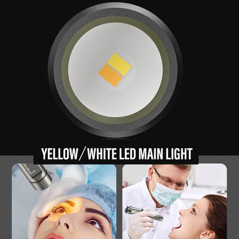 DT005 LED White + Yellow Pen Light Rechargeable Flashlight Doctor Nurse Pen Lighting, DT005