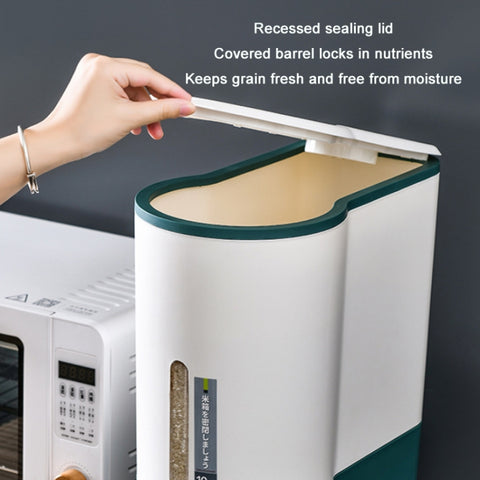 One Button Press Insect Proof Sealed Moisture Proof Fresh Rice Storage Bin, 5 KG