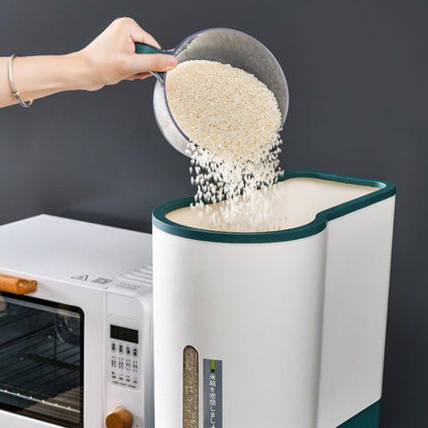 One Button Press Insect Proof Sealed Moisture Proof Fresh Rice Storage Bin, 5 KG