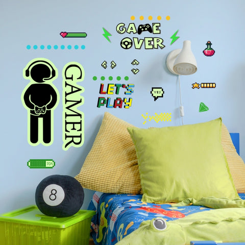 ZSG201 Gamepad Luminous Sticker Living Room Bedroom Self-adhesive Luminous Decorative Wall Sticker, Color:, Green Light, Blue Light