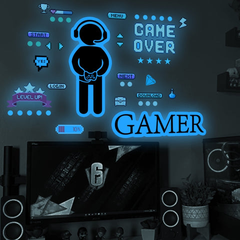 ZSG201 Gamepad Luminous Sticker Living Room Bedroom Self-adhesive Luminous Decorative Wall Sticker, Color:, Green Light, Blue Light