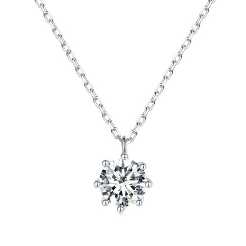 S925 Sterling Silver Sparkling O Chain Necklace Moissanite Pendant, MSN003