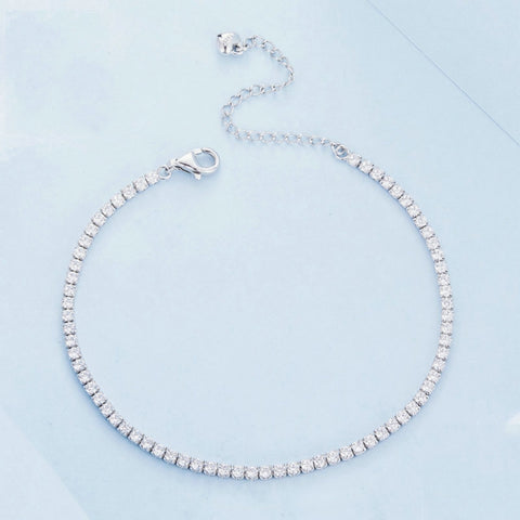 S925 Sterling Silver White Gold Plated Pop Zirconia Bracelet, BSB097