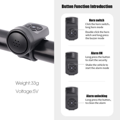Bicycle 120db Electric Bell 4 Modes Rechargeable Cycling Anti-theft Alarm Horn, 120db