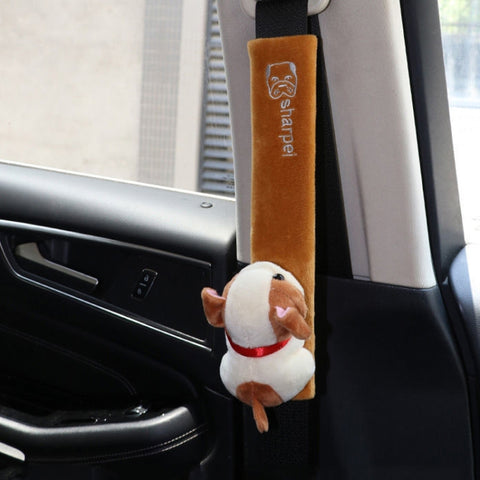 002 Cute Cartoon Thicked Seat Belt Anti-Strangled Protective Cushion, Length:, 30.5cm (Brown Dog), 30.5cm (Beige Dog), 30.5cm (Gray Cat), 30.5cm (Pink Cat), 30.5cm (Gray Fox), 30.5cm (Bear), 23cm (Brown Dog), 23cm (Beige Dog), 23cm (Gray Cat)          ...