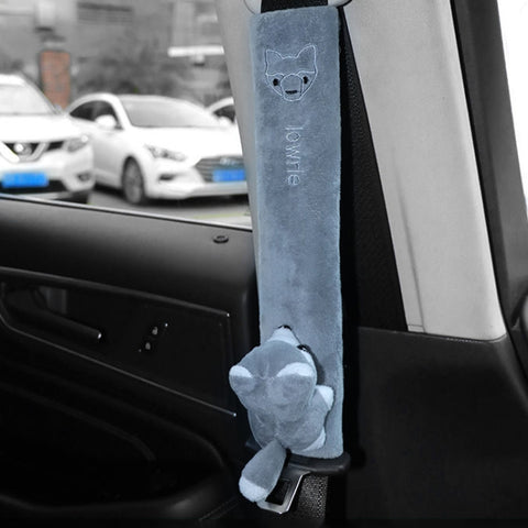002 Cute Cartoon Thicked Seat Belt Anti-Strangled Protective Cushion, Length:, 30.5cm (Brown Dog), 30.5cm (Beige Dog), 30.5cm (Gray Cat), 30.5cm (Pink Cat), 30.5cm (Gray Fox), 30.5cm (Bear), 23cm (Brown Dog), 23cm (Beige Dog), 23cm (Gray Cat)          ...