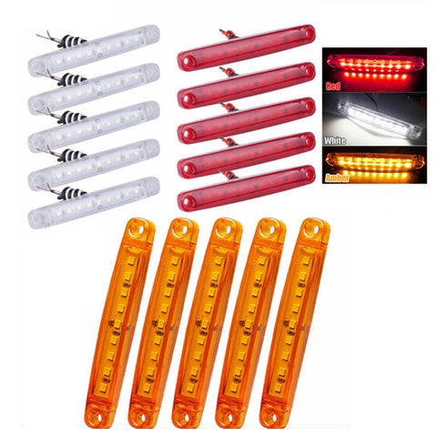 MK-224 10pcs 12-24V Truck Trailer 9LED Side Light Tail Lamp Signal Light, MK-224(White), MK-224(Red), MK-224(Yellow)