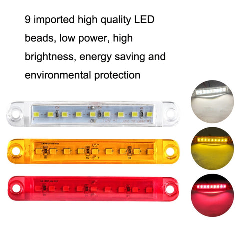 MK-224 10pcs 12-24V Truck Trailer 9LED Side Light Tail Lamp Signal Light, MK-224(White), MK-224(Red), MK-224(Yellow)