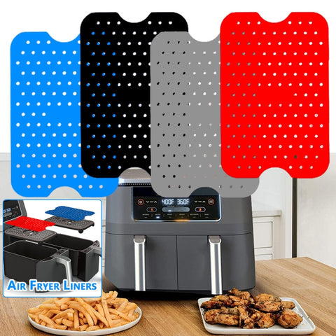 For NINJA DZ201 DZ401 Air Fryers 2pcs Silicone Pad Rectangular Liner