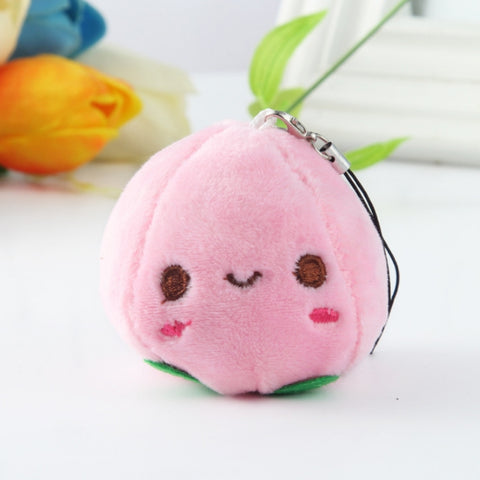 5pcs Cute Fruit And Vegetable Plush Bag Pendant Key Chain, 10cm
