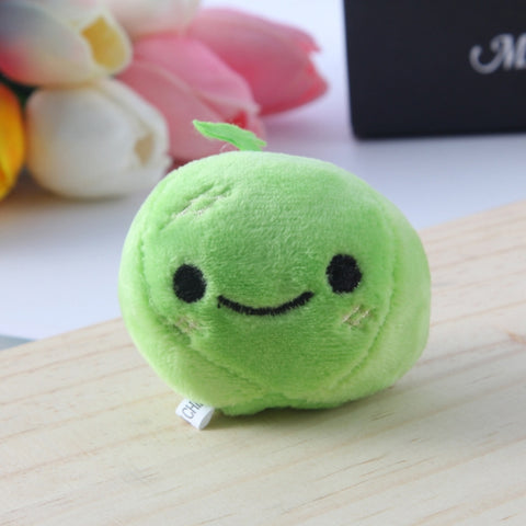 5pcs Cute Fruit And Vegetable Plush Bag Pendant Key Chain, 10cm
