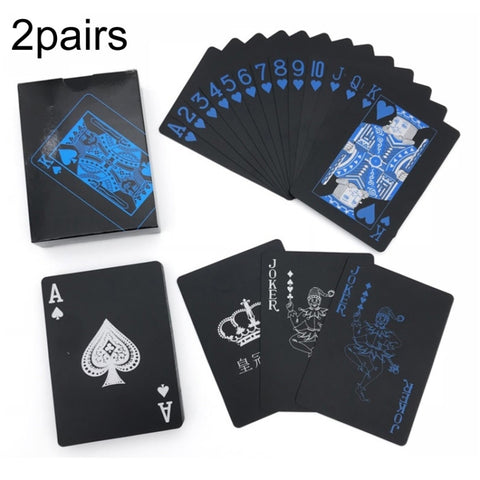 2pairs 54pcs Waterproof Plastic Poker Table Games Cards PVC Magic Playing Cards, Blue, Red