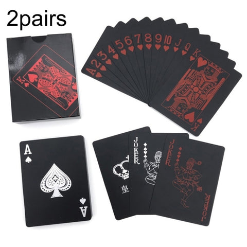 2pairs 54pcs Waterproof Plastic Poker Table Games Cards PVC Magic Playing Cards, Blue, Red