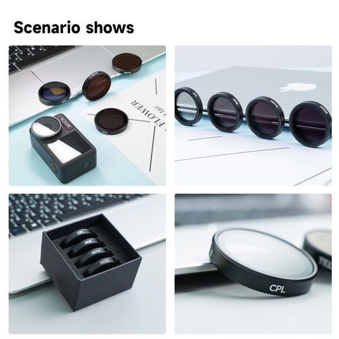 For DJI OSMO Action 3 / 4  TELESIN ND CPL Filter Set Aluminium Alloy Frame Lens, CPL+ND8/16/32