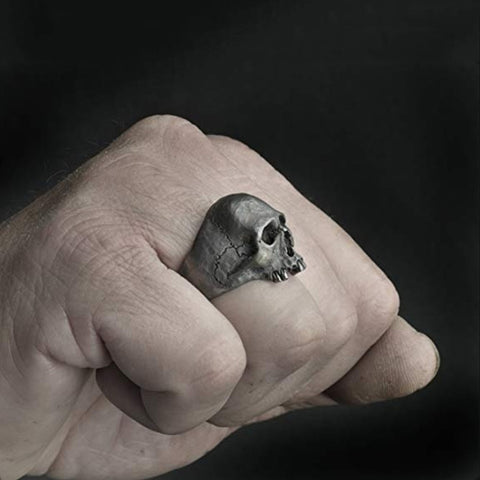 C56213 2pcs Punk Vintage Skull Ring Horror Skull Ring Men Gift, 12, 13, 14